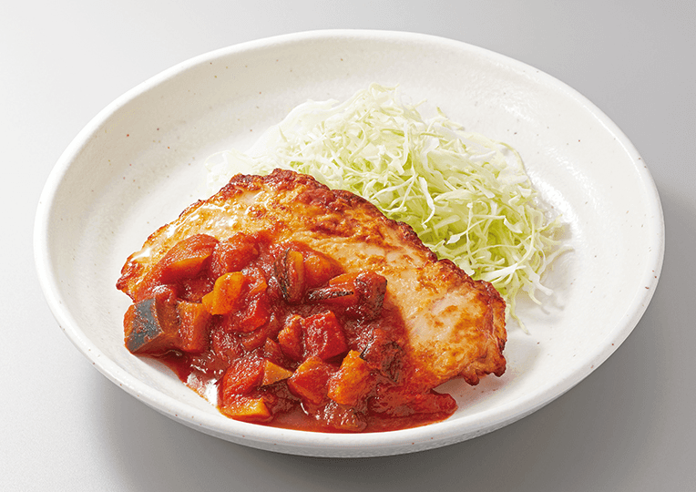 ローストチキン彩りトマトソース