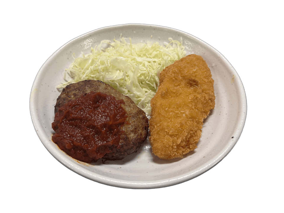 【夕食】（小）2026ハンバーグトマト＆白身フライセット