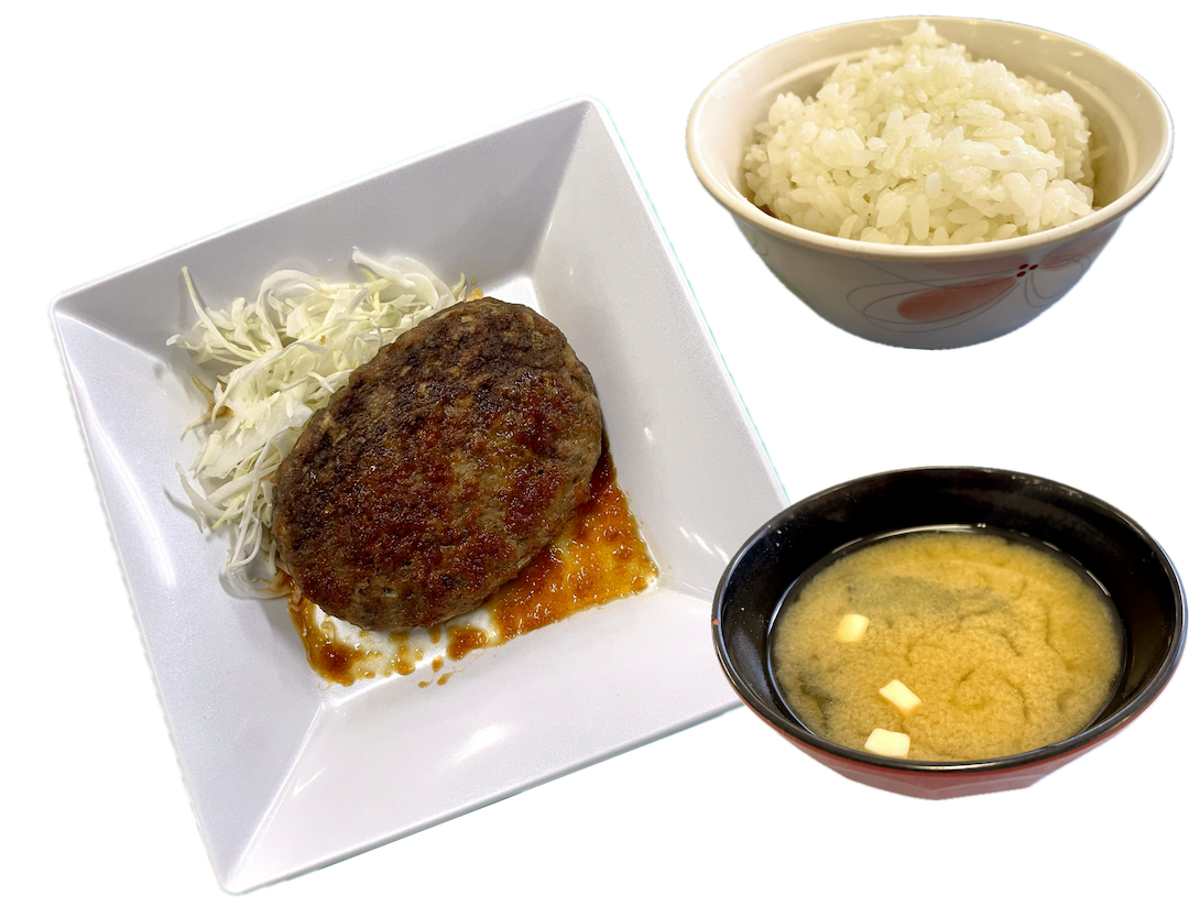 【朝食】ハンバーグ定食 （納豆or生卵付き）