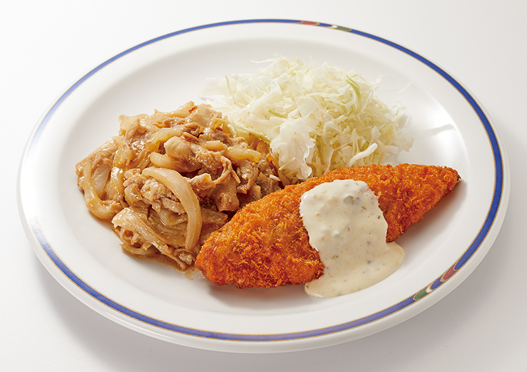 豚生姜焼き＆白身フライセット