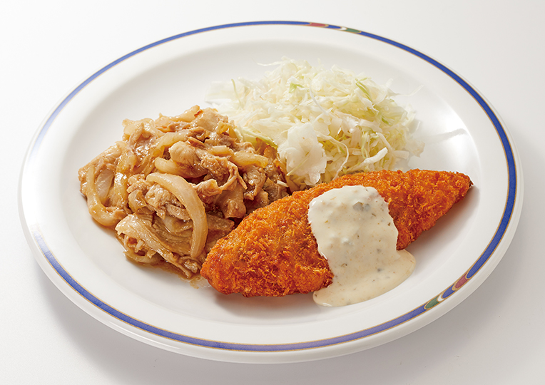 ポーク焼肉＆白身フライセット