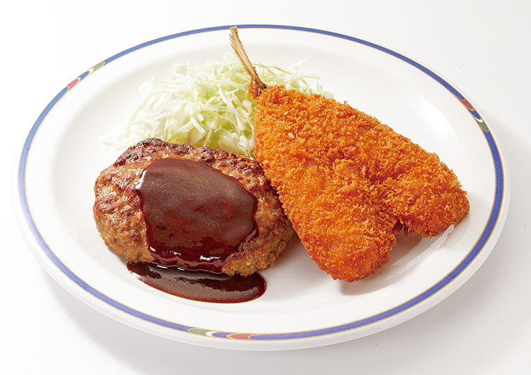 ハンバーグデミ＆あじフライセット