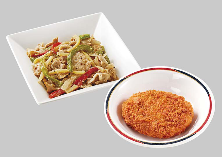 豚肉チンジャオ黒胡椒＆コロッケセット