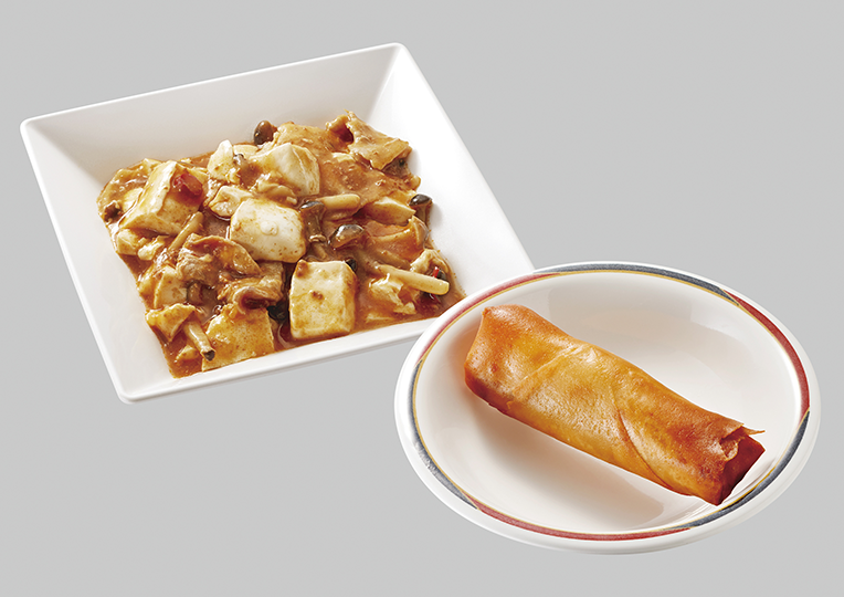 豚肉きのこの麻婆豆腐＆春巻きセット