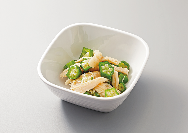 蒸し鶏オクラ和風和え