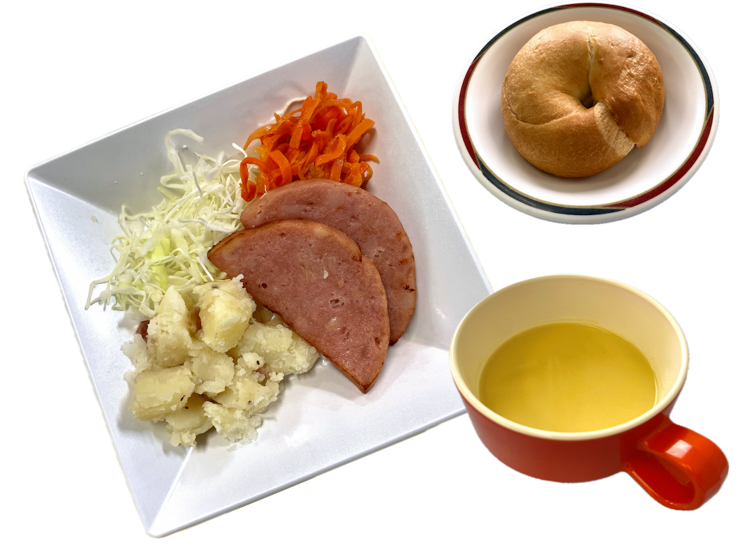 【朝食】モーニング定食B (ベーグル&スープ付き)